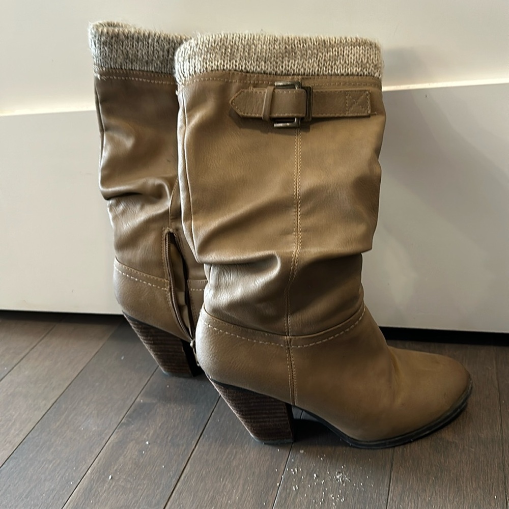 Call it Spring faux leather boots. Size 7